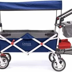 Deals 👏 Creative Outdoor Distributor Creative Outdoor Push Pull Collapsible Folding Wagon | Silver Series Plus | Beach Park Garden & Tailgate | Black With Canopy 😉 -Kids' Tricycles Sales 41y17 cMQ9L. AC