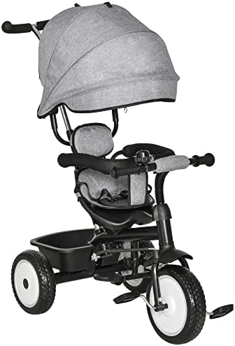 Cheap 🛒 Qaba Baby Tricycle 2 In 1 Trike With Adjustable Canopy Detachable Guardrail Belt For Age 6-60 Months, Red ✨ 9 Cheap 🛒 Qaba Baby Tricycle 2 In 1 Trike With Adjustable Canopy Detachable Guardrail Belt For Age 6-60 Months, Red ✨ - Image 9