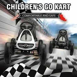 Best Pirce 🧨 TOBBI Pedal Go Kart For Kids, 4-Wheel Pedal Powered Racer Cars W/2-Position Adjustable Seat, Manual Brake,Anti-Slip Wheels, Music And Horn,Ride On Pedal Car For Boys, 👧 Girls (White) ❤️ -Kids' Tricycles Sales 510FBPCWSqL
