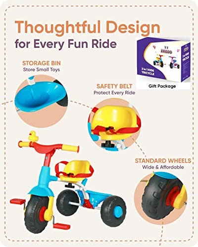 Brand new ๐ KRIDDO 2 In 1 Kids Tricycles Age 18 Month To 3 Years, Gift Toddler Tricycle, Trikes For Toddlers 2 To 3 Year Old With Push Handle And Duck Bell, Classical ๐ 5 Brand new ๐ KRIDDO 2 In 1 Kids Tricycles Age 18 Month To 3 Years, Gift Toddler Tricycle, Trikes For Toddlers 2 To 3 Year Old With Push Handle And Duck Bell, Classical ๐ - Image 5
