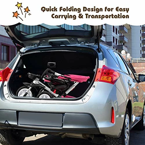 Best deal ๐ BABY JOY Tricycle, 7 In 1 Folding Toddler Bike W/ Removable Push Handle, Rotatable Seat, Adjustable Canopy, Safety Harness, Storage, Cup Holder, Trike For 1-5 Year Old, Tricycle For Toddlers (Pink) ๐ 2 Best deal ๐ BABY JOY Tricycle, 7 In 1 Folding Toddler Bike W/ Removable Push Handle, Rotatable Seat, Adjustable Canopy, Safety Harness, Storage, Cup Holder, Trike For 1-5 Year Old, Tricycle For Toddlers (Pink) ๐ - Image 2