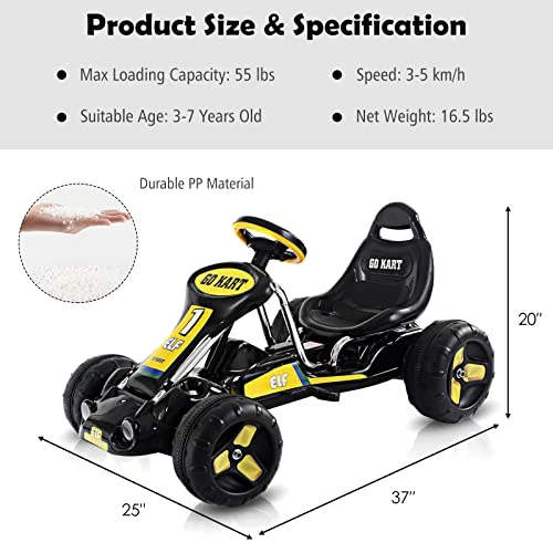 Best reviews of π Go Kart For Kids, 4-Wheel Pedal Powered Car W/ 3-Position Adjustable Seat, Steering Wheel & Anti-Slip Wheels, Outdoor Quad Racing Ride On Toy Car For Boys & π§ Girls, Ages 3-7 (Black) π 6 Best reviews of π Go Kart For Kids, 4-Wheel Pedal Powered Car W/ 3-Position Adjustable Seat, Steering Wheel & Anti-Slip Wheels, Outdoor Quad Racing Ride On Toy Car For Boys & π§ Girls, Ages 3-7 (Black) π - Image 6