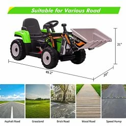 Flash Sale 👍 Nasitip 12V Kids Ride On Car,Excavator With Bucket & Remote Control,Toddler Battery Powered Electric Vehicle,2+1 Gear Shift,3 Speeds,Music,Bluetooth,7-LED Headlights,EVA Tire,Green 🛒 -Kids' Tricycles Sales 5126AIQBILL