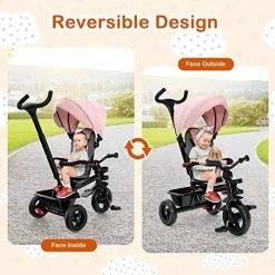 Brand new 𧨠HONEY JOY Tricycle, 5-in-1 Baby Tricycle Stroller W/Adjustable Push Handle & Canopy, Reversible Seat, EVA Wheels Cup Holder & Storage Basket, Push Tricycles For Toddlers Age 1.5-5 Year Old (Pink) π 12 Brand new 𧨠HONEY JOY Tricycle, 5-in-1 Baby Tricycle Stroller W/Adjustable Push Handle & Canopy, Reversible Seat, EVA Wheels Cup Holder & Storage Basket, Push Tricycles For Toddlers Age 1.5-5 Year Old (Pink) π -Kids' Tricycles Sales 512TTdr07iL