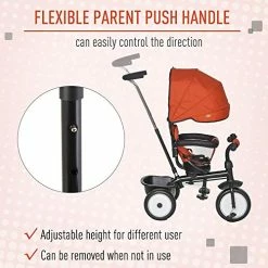 Cheap 🛒 Qaba Baby Tricycle 2 In 1 Trike With Adjustable Canopy Detachable Guardrail Belt For Age 6-60 Months, Red ✨ 15 Cheap 🛒 Qaba Baby Tricycle 2 In 1 Trike With Adjustable Canopy Detachable Guardrail Belt For Age 6-60 Months, Red ✨ -Kids' Tricycles Sales 512m4SufWJL
