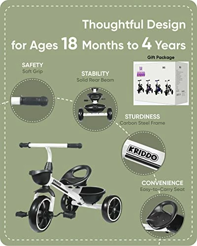 Best reviews of π KRIDDO Kids Tricycles Age 18 Month To 4 Years, Toddler Kids Trike For 1.5 To 3 Year Old, Gift Toddler Tricycles For 2 - 4 Year Olds, Trikes For Toddlers, White π 3 Best reviews of π KRIDDO Kids Tricycles Age 18 Month To 4 Years, Toddler Kids Trike For 1.5 To 3 Year Old, Gift Toddler Tricycles For 2 - 4 Year Olds, Trikes For Toddlers, White π - Image 3