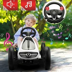 Best Pirce 🧨 TOBBI Pedal Go Kart For Kids, 4-Wheel Pedal Powered Racer Cars W/2-Position Adjustable Seat, Manual Brake,Anti-Slip Wheels, Music And Horn,Ride On Pedal Car For Boys, 👧 Girls (White) ❤️ -Kids' Tricycles Sales 514ltp6x4nL