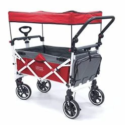 Best Pirce 🥰 Creative Outdoor Distributor Creative Outdoor Push Pull Collapsible Folding Wagon | Titanium Series Plus | Beach Park Garden & Tailgate Red With Canopy 🛒 -Kids' Tricycles Sales 515Ri8RbfpL