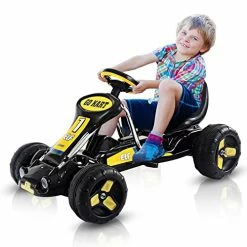 Best reviews of 😀 Go Kart For Kids, 4-Wheel Pedal Powered Car W/ 3-Position Adjustable Seat, Steering Wheel & Anti-Slip Wheels, Outdoor Quad Racing Ride On Toy Car For Boys & 👧 Girls, Ages 3-7 (Black) 😉