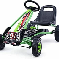 Best reviews of 🎉 Go Kart For Kids, 4 Wheel Off-Road Pedal Go Cart W/ Adjustable Seat, Steering Wheel, 2 Safety Brakes, EVA Rubber Tires, Ride-On Toys For Boys & 👧 Girls, Outdoor Racer Ride On Pedal Car (Blue) 💯 -Kids' Tricycles Sales 51A9xeoFvXL. AC