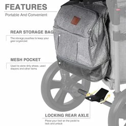 Discount 🛒 Foldable Wagons For Two Kids & Cargo, Collapsible Folding Stroller With Adjustable Handle Bar,Removable Canopy With 5-Point Harness Gray 🎉 -Kids' Tricycles Sales 51BRMFWa2AL