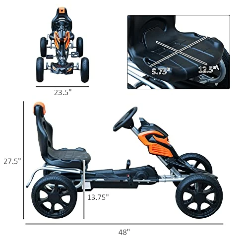 Wholesale ๐ Aosom Kids Pedal Powered Ride-On Go Kart Racer With Hand Brake And Non-Slip Wheels - Orange ๐ 2 Wholesale ๐ Aosom Kids Pedal Powered Ride-On Go Kart Racer With Hand Brake And Non-Slip Wheels - Orange ๐ - Image 2