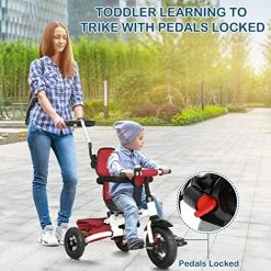 Outlet 🌟 Ktaxon 5 In 1 Toddler Tricycle Baby Trike, Tricycle For Toddlers Age 1-5, Kids Stroller Tricycle With Removable Canopy, Inflatable Wheel, 360-degree Rotatable Seat And Fast-Folding Design(Red) 🤩 -Kids' Tricycles Sales 51F5VSDCdyL