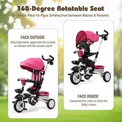 Best deal ๐ BABY JOY Tricycle, 7 In 1 Folding Toddler Bike W/ Removable Push Handle, Rotatable Seat, Adjustable Canopy, Safety Harness, Storage, Cup Holder, Trike For 1-5 Year Old, Tricycle For Toddlers (Pink) ๐ 10 Best deal ๐ BABY JOY Tricycle, 7 In 1 Folding Toddler Bike W/ Removable Push Handle, Rotatable Seat, Adjustable Canopy, Safety Harness, Storage, Cup Holder, Trike For 1-5 Year Old, Tricycle For Toddlers (Pink) ๐ -Kids' Tricycles Sales 51GQjMlIb9L