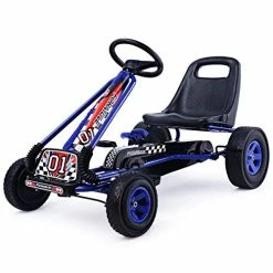 Best reviews of 🎉 Go Kart For Kids, 4 Wheel Off-Road Pedal Go Cart W/ Adjustable Seat, Steering Wheel, 2 Safety Brakes, EVA Rubber Tires, Ride-On Toys For Boys & 👧 Girls, Outdoor Racer Ride On Pedal Car (Blue) 💯