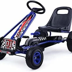 Best reviews of 🎉 Go Kart For Kids, 4 Wheel Off-Road Pedal Go Cart W/ Adjustable Seat, Steering Wheel, 2 Safety Brakes, EVA Rubber Tires, Ride-On Toys For Boys & 👧 Girls, Outdoor Racer Ride On Pedal Car (Blue) 💯 -Kids' Tricycles Sales 51IZg2n5k9L. AC