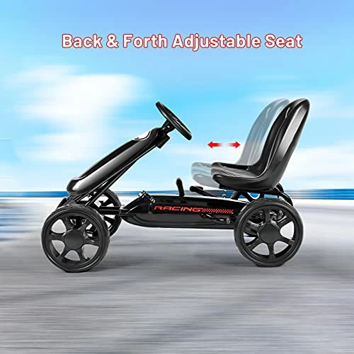 Budget π Costzon Pedal Go Kart For Kids, 4 Wheel Powered Ride On Car, Outdoor Indoor Pedal On Foot Racer Toys With Adjustable Seat, Clutch, Brake, EVA Wheels For Boys π§ Girls Gift (Black) π 2 Budget π Costzon Pedal Go Kart For Kids, 4 Wheel Powered Ride On Car, Outdoor Indoor Pedal On Foot Racer Toys With Adjustable Seat, Clutch, Brake, EVA Wheels For Boys π§ Girls Gift (Black) π - Image 2