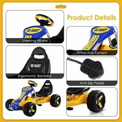 Flash Sale ⭐ HONEY JOY Pedal Go Kart, 4 Wheel Quad Ride On Pedal Car With Steering Wheels & 3 Position Adjustable Seat, Clutch, Outdoor Go Cart For Kids, Gift For Boys 👧 Girls (Yellow) 👏 -Kids' Tricycles Sales 51K0C1AGeyL