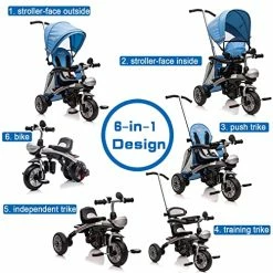 Best reviews of 👏 NITOESS Baby Tricycle 6 In 1,Toddler Trike,Kid Stroller W/ Adjustable Push Handle,Boy Girl Outdoor Toy Bike,Children Tricycle W/ Reversible Seat,2-6 Years Trike,All-Terrain EVA Free Wheel,Blu ✨ -Kids' Tricycles Sales 51MQ9abRA7L