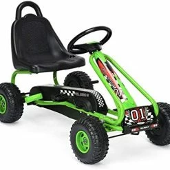 Top 10 😍 HONEY JOY Go Kart For Kids, 4 Wheel Pedal Powered Go Cart With Steering Wheels & Adjustable Seat, Safety Hand Brake, Non-Slip Tires, Outdoor Off-Road Racer Ride On Pedal Car For Boy Girl (Black) 😉 -Kids' Tricycles Sales 51OVgUTRlL. AC