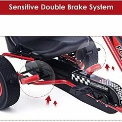 Budget ✨ GLACER Go Kart, Pedal Powered Ride On For Kids, 4 Wheels Outdoor Racer W/ 2-Position Adjustable Seat, Rubber Tires & Hand Brake, Ride On Toys For Boys & 👧 Girls (Red) 🔥 -Kids' Tricycles Sales 51OtrlA9NCL