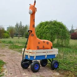 Buy 🔥 ZeHuoGe Outdoor Sport Blue Wagon All Terrain Pulling W/Removable Wooden Side Panels Air Tires Big Foot Panel Wagon 176 Lbs. Weight Capacity Sturdy All Steel Wagon Bed, Children Kids' Pull-Along Wagons (Blue) 😀 -Kids' Tricycles Sales 51PSmXPYzEL