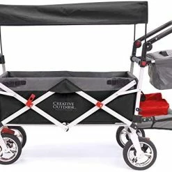 Deals 👏 Creative Outdoor Distributor Creative Outdoor Push Pull Collapsible Folding Wagon | Silver Series Plus | Beach Park Garden & Tailgate | Black With Canopy 😉 -Kids' Tricycles Sales 51QVZstqaGL. AC