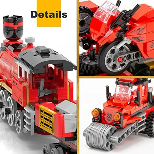 Brand new ๐ Duciro Train Sets For Boys Age 6-10, 3 In 1 City Building Kit Motorcycle Tractor Creative Educational ๐ Birthday Gift, Stem Projects Toys For Kids 6 7 8 9 10 Year Old, 305 Pieces Red B โ 4 Brand new ๐ Duciro Train Sets For Boys Age 6-10, 3 In 1 City Building Kit Motorcycle Tractor Creative Educational ๐ Birthday Gift, Stem Projects Toys For Kids 6 7 8 9 10 Year Old, 305 Pieces Red B โ - Image 4