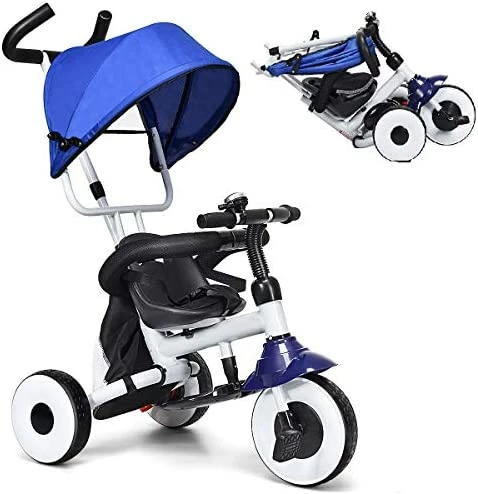 Wholesale โญ BABY JOY Tricycle For Toddlers, Folding Trike W/Adjustable Parent Handle, Canopy, Storage Bag, Safety Harness & Wheel Brakes, Baby Push Tricycle Stroller For Kids Boys ๐ง Girls Aged 1-5 Years Old Blue โจ 7 Wholesale โญ BABY JOY Tricycle For Toddlers, Folding Trike W/Adjustable Parent Handle, Canopy, Storage Bag, Safety Harness & Wheel Brakes, Baby Push Tricycle Stroller For Kids Boys ๐ง Girls Aged 1-5 Years Old Blue โจ - Image 7