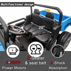 Flash Sale 😉 Sopbost 24V Ride On Toys For Big Kids 2 Seater Battery Powered Cars For Kids Side By Side UTV With 2x200W Motor Electric Ride On Dump Truck W/ Electric Dump Bed/Shovel, EVA Wheels, USB, AUX (Blue) 🌟 -Kids' Tricycles Sales 51UgKVnQKPL