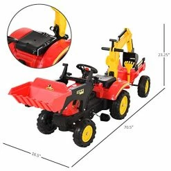 Promo 🧨 Aosom 3 In1 Kids Ride On Excavator/Bulldozer, Pedal Car Digger Toy Move Forward/Back With 6 Wheels And Detachable Cargo Trailer ✨ -Kids' Tricycles Sales 51WSVvAqQyL