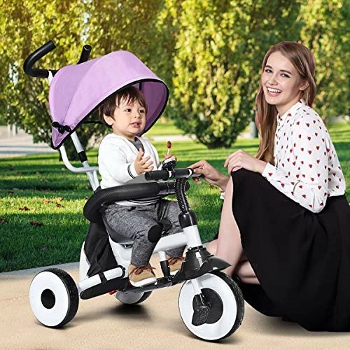 Wholesale โญ BABY JOY Tricycle For Toddlers, Folding Trike W/Adjustable Parent Handle, Canopy, Storage Bag, Safety Harness & Wheel Brakes, Baby Push Tricycle Stroller For Kids Boys ๐ง Girls Aged 1-5 Years Old Blue โจ 2 Wholesale โญ BABY JOY Tricycle For Toddlers, Folding Trike W/Adjustable Parent Handle, Canopy, Storage Bag, Safety Harness & Wheel Brakes, Baby Push Tricycle Stroller For Kids Boys ๐ง Girls Aged 1-5 Years Old Blue โจ - Image 2