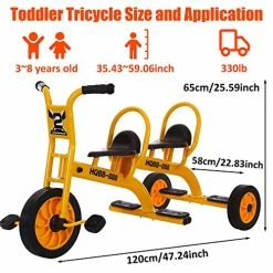 Hot Sale ⭐ WOGDKS Kids Tandem Trike For Riders Ages 3+,Double Seat Toddler Tricycle,Front Big Wheel,Non-Inflatable Wheels,Kids Outdoor Playground Riding Activity,Classroom,Daycare,Preschool Tricycle Red 1 🤩 -Kids' Tricycles Sales 51XtTox2LUL