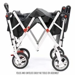 Deals 👏 Creative Outdoor Distributor Creative Outdoor Push Pull Collapsible Folding Wagon | Silver Series Plus | Beach Park Garden & Tailgate | Black With Canopy 😉 -Kids' Tricycles Sales 51YigkdkZQL