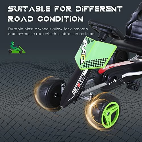 Discount π₯ Aosom Kids Go Kart, 4 Wheeled Ride On Pedal Car, Racer For 3 Years, For Boys And π§ Girls, Outdoor - Green β¨ 4 Discount π₯ Aosom Kids Go Kart, 4 Wheeled Ride On Pedal Car, Racer For 3 Years, For Boys And π§ Girls, Outdoor - Green β¨ - Image 4