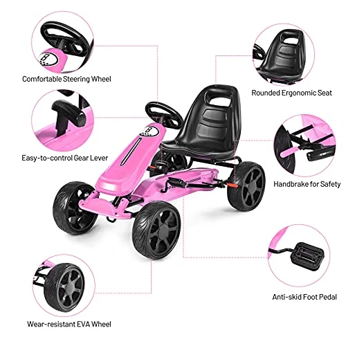 Flash Sale π Pedal Go Kart, 4-Wheel Off Road Pedal Car W/ Handbrake & Clutch, 2-Position Adjustable Seat, Ride On Go Cart For Kids, Gift For Boys π§ Girls(Pink) π 5 Flash Sale π Pedal Go Kart, 4-Wheel Off Road Pedal Car W/ Handbrake & Clutch, 2-Position Adjustable Seat, Ride On Go Cart For Kids, Gift For Boys π§ Girls(Pink) π - Image 5