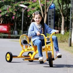 Cheap 🎁 YXWJ Kids Tandem Tricycle/Children Tricycle With Trailer/Preschool Playground Learning Activity, Daycare Classroom Outdoor Play Equipment (Yellow B) 😍 -Kids' Tricycles Sales 51aeXkkW2dL