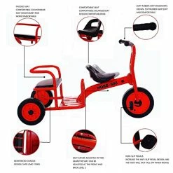 Brand new 🎉 YXWJ Preschool Kids Tricycle - For Two Riders Ages 3+ Double Seat Pedal Tricycle Kindergarten And Playground Learning Activity, Daycare And Classroom Outdoor Pla Red 5168 🔥 -Kids' Tricycles Sales 51aipIpPnqL 1