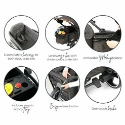 Hot Sale ⭐ Keenz Class Stroller Wagon – 2 Seater Folding Wagon Stroller – Collapsible Kids Wagon With Seats And Harnesses – Folding Stroller Cart With Canopy For 12m+ Babies, Toddlers And Kids – Black ⌛ -Kids' Tricycles Sales 51cppjpmzLL