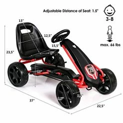 Buy ⭐ Costzon Pedal Go Kart For Kids, 4 Wheels Pedal Powered Ride On Toy, Outdoor Racer Children's Foot On Riding Car W/ Adjustable Seat, Rubber Tires & 2 Brakes For Boys & 👧 Girls Age 3 To 8 (Black) 🤩 -Kids' Tricycles Sales 51deOgnuk6L