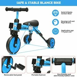 Best reviews of 👏 Kids Tricycles With 3 Wheels, Folding Rider Trike For Toddler 1-4 Years Old, Baby Balance Training Bike Perfect As Boys 👧 Girls Walking Bicycle With Detachable Pedal (2 In 1 Foldable, Blue) 🥰 -Kids' Tricycles Sales 51eqReXs4bL