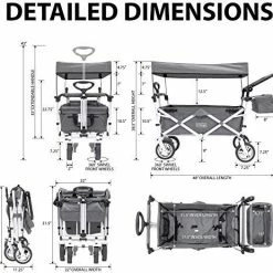 Hot Sale 🎉 Creative Outdoor Distributor Push Pull Collapsible Folding Wagon Stroller For Kids, With Canopy (Navy) 🎉 -Kids' Tricycles Sales 51euyhc3UXL
