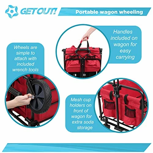 Promo 🔥 Get Out! Wagon Cart In Red - Foldable Wagon For Storage Multi-Use Utility Wagon With Side Table And Handl 😀 4 Promo 🔥 Get Out! Wagon Cart In Red - Foldable Wagon For Storage Multi-Use Utility Wagon With Side Table And Handl 😀 - Image 4