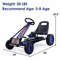 Cheapest 🧨 HONEY JOY Go Kart For Kids, 4 Wheel Quad Off-Road Pedal On Foot Go Cart W/Steering Wheels & Adjustable Seat, 2 Safety Brakes, EVA Tires, Clutch, Outdoor Racer Ride On Pedal Car (Blue) ⭐ -Kids' Tricycles Sales 51jcHUwHV1L