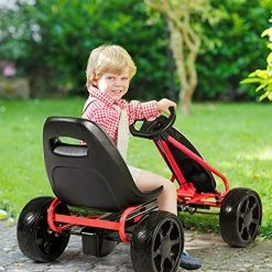 Buy β Costzon Pedal Go Kart For Kids, 4 Wheels Pedal Powered Ride On Toy, Outdoor Racer Children's Foot On Riding Car W/ Adjustable Seat, Rubber Tires & 2 Brakes For Boys & π§ Girls Age 3 To 8 (Black) π€©