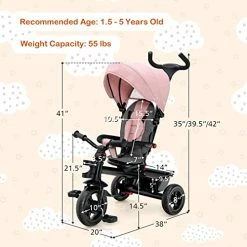 Brand new 𧨠HONEY JOY Tricycle, 5-in-1 Baby Tricycle Stroller W/Adjustable Push Handle & Canopy, Reversible Seat, EVA Wheels Cup Holder & Storage Basket, Push Tricycles For Toddlers Age 1.5-5 Year Old (Pink) π 14 Brand new 𧨠HONEY JOY Tricycle, 5-in-1 Baby Tricycle Stroller W/Adjustable Push Handle & Canopy, Reversible Seat, EVA Wheels Cup Holder & Storage Basket, Push Tricycles For Toddlers Age 1.5-5 Year Old (Pink) π -Kids' Tricycles Sales 51kCtJezjdL