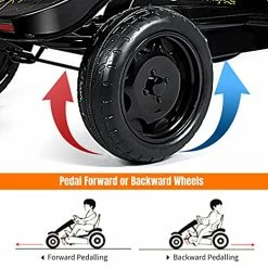 Top 10 😍 HONEY JOY Go Kart For Kids, 4 Wheel Pedal Powered Go Cart With Steering Wheels & Adjustable Seat, Safety Hand Brake, Non-Slip Tires, Outdoor Off-Road Racer Ride On Pedal Car For Boy Girl (Black) 😉 -Kids' Tricycles Sales 51n6XzjJA7L