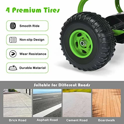 Hot Sale 🥰 Costzon Kids Pedal Go Kart, 4 Wheel Pedal Powered Ride On Toys, Outdoor Racer Pedal Car With Adjustable Seat, Handbrake & Non-Slip Wheels, Pedal On Foot On Kart Gift For Boys 👧 Girls(Green) 🔔 3 Hot Sale 🥰 Costzon Kids Pedal Go Kart, 4 Wheel Pedal Powered Ride On Toys, Outdoor Racer Pedal Car With Adjustable Seat, Handbrake & Non-Slip Wheels, Pedal On Foot On Kart Gift For Boys 👧 Girls(Green) 🔔 - Image 3