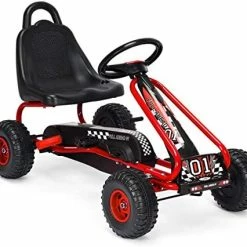 Top 10 😍 HONEY JOY Go Kart For Kids, 4 Wheel Pedal Powered Go Cart With Steering Wheels & Adjustable Seat, Safety Hand Brake, Non-Slip Tires, Outdoor Off-Road Racer Ride On Pedal Car For Boy Girl (Black) 😉 -Kids' Tricycles Sales 51o2662NHQL. AC