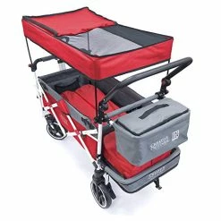 Best Pirce 🥰 Creative Outdoor Distributor Creative Outdoor Push Pull Collapsible Folding Wagon | Titanium Series Plus | Beach Park Garden & Tailgate Red With Canopy 🛒 -Kids' Tricycles Sales 51oB7UweexL
